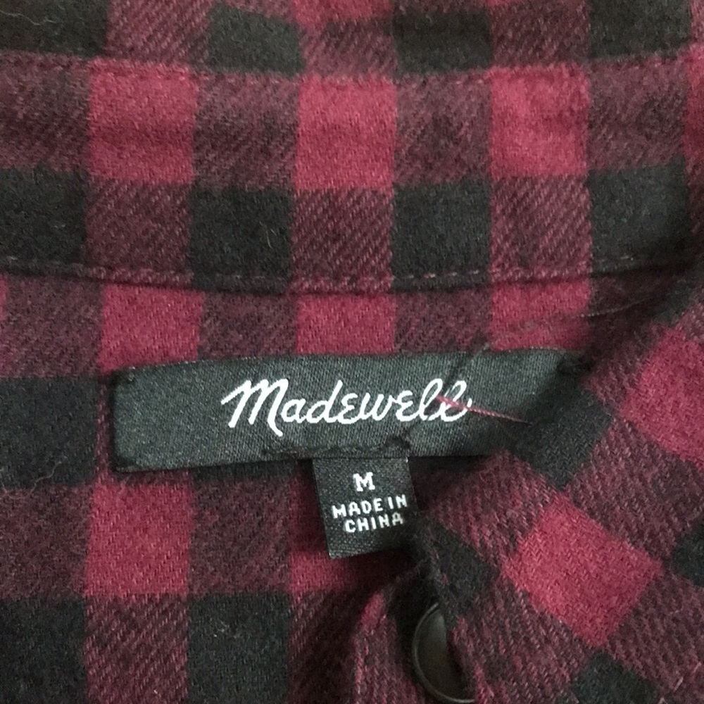 Madewell medium burgundy combo Buffalo check  long sleeve shirt dress. - Picture 5 of 8